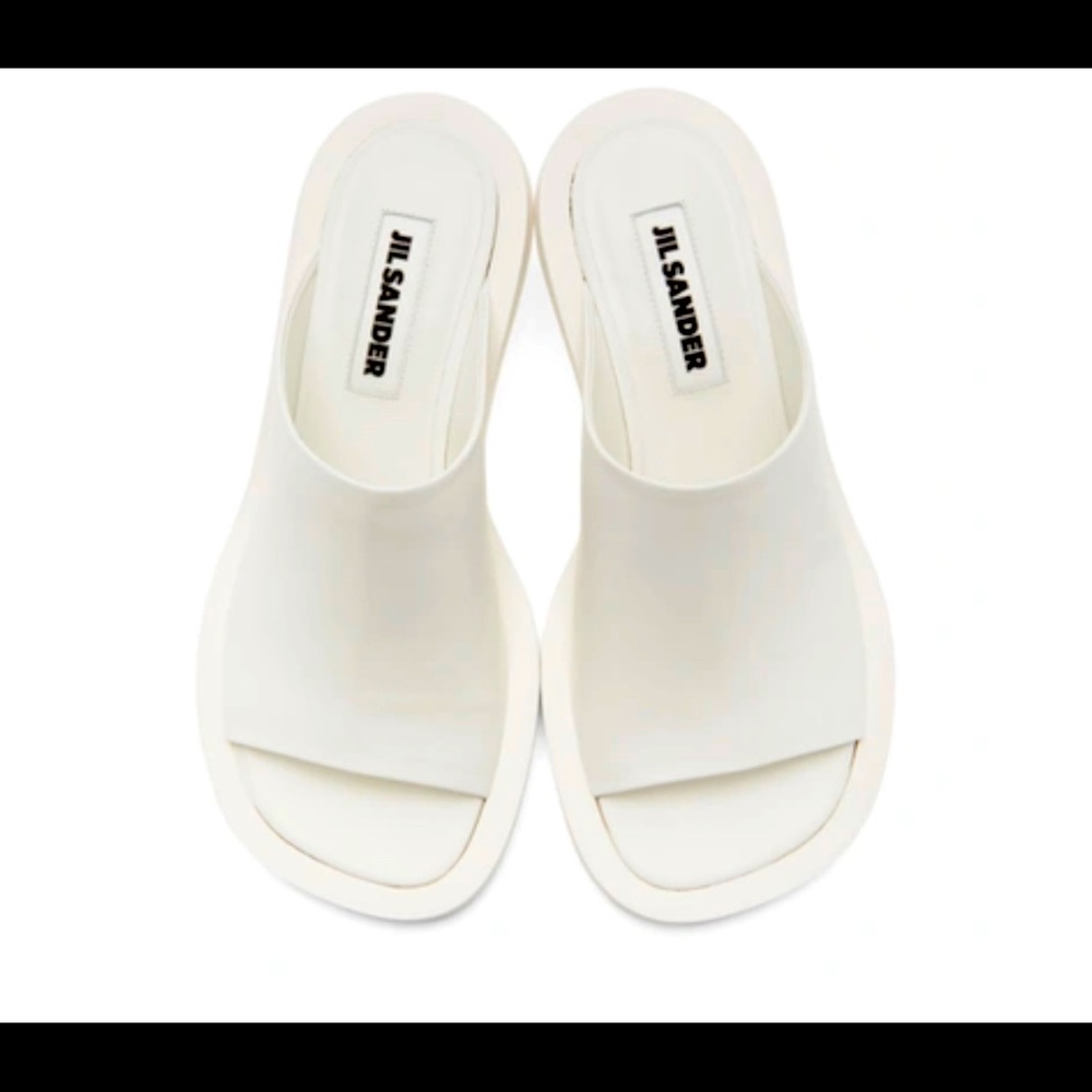 JIL SANDER LEATHER SQUARE-TOE SANDALS IN 110 OPEN WHITE